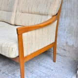 Canapé 3 places Mid-Century Design Scandinave Teck et Tissu