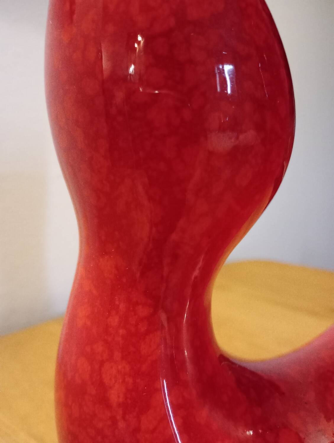 Red ceramic vase, italy 1970s
