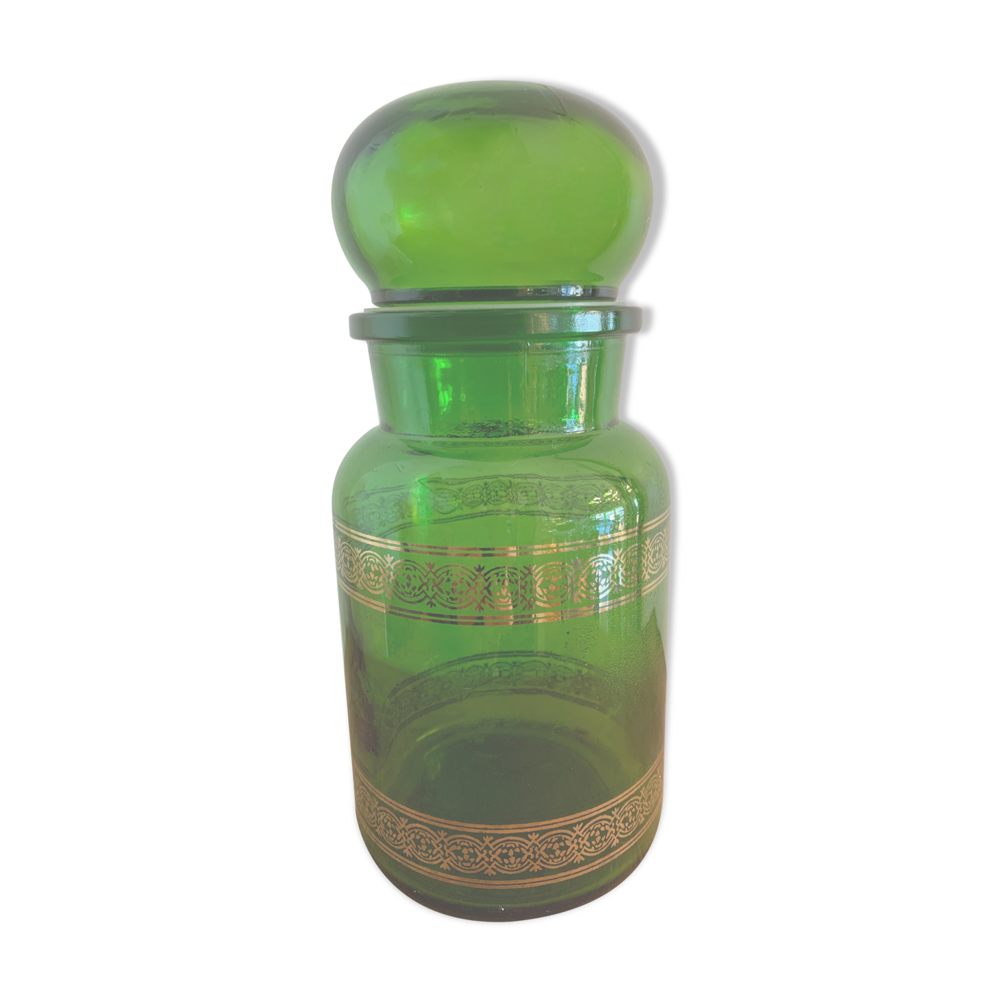Pharmacy pot in Belgian green glass