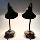 Pair of Unique 1920's Enamel & Cast Iron Desk Lamps, Czechoslovakia