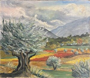 Tableau HST ''Champ d'oliviers''