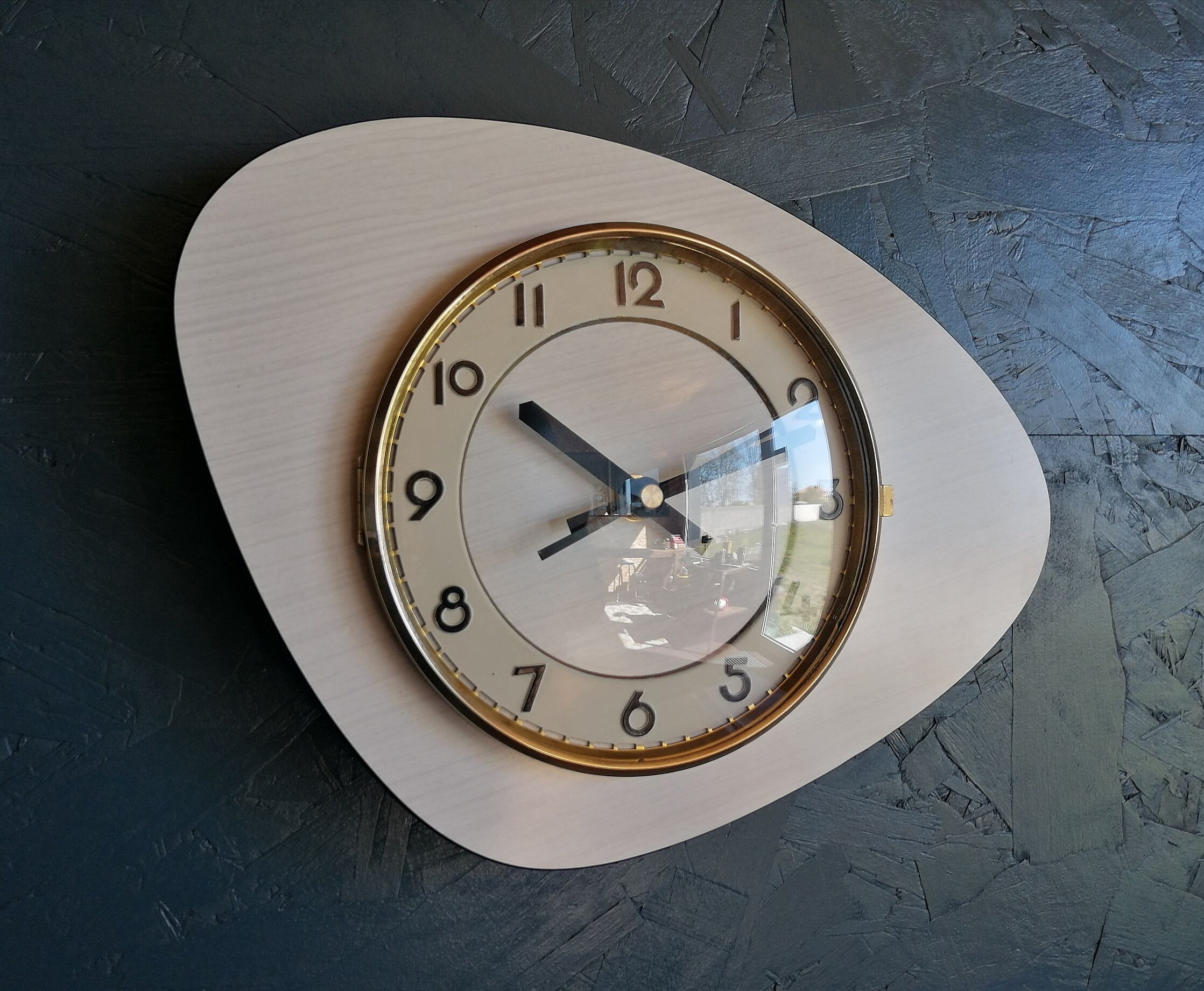 Vintage clock, "White and grey Formica" wall clock