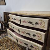 Louis XV style chest of drawers painted with flowers, Italian manufacture