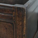 Large antique panelled English oak chest from the 18th century