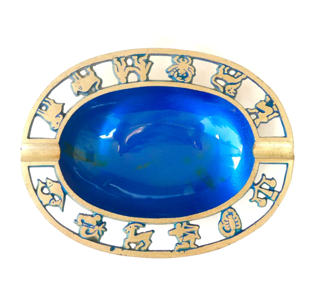 Empty brass pocket, astrology décor, made in Israel