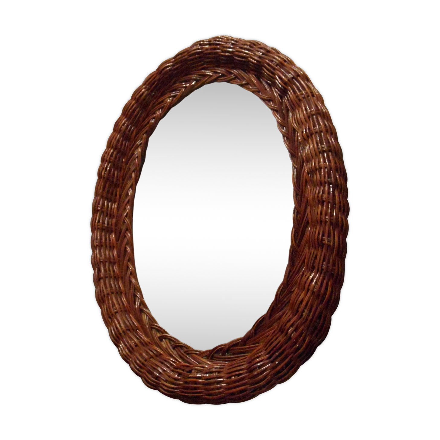 Mirror rattan oval 50x 37cù
