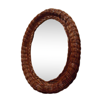 Mirror rattan oval 50x 37cù