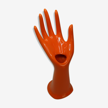 Vintage orange ceramic hand