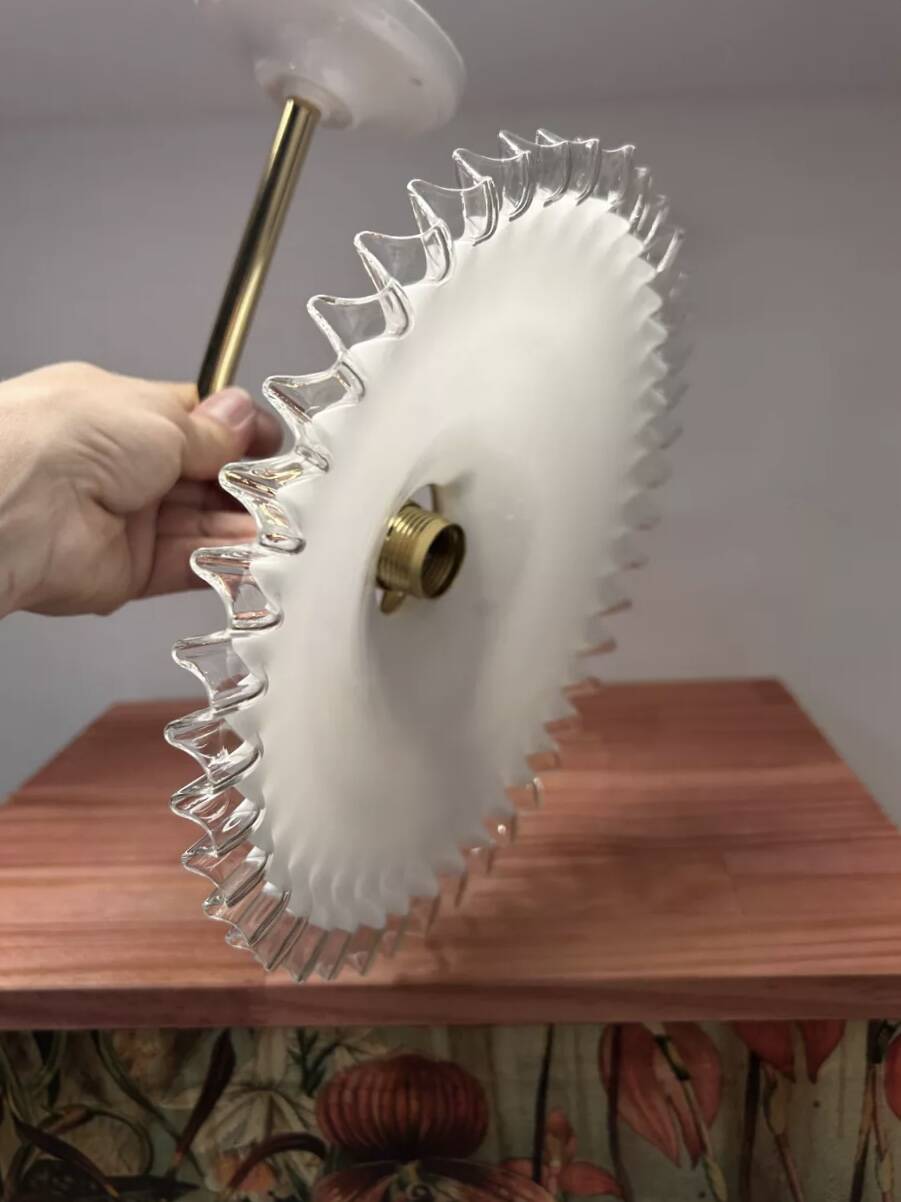 Opaline and white ceramic wall light