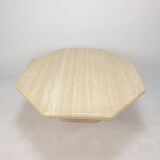 Italian Octagon Coffee Table in Travertine, 1980s