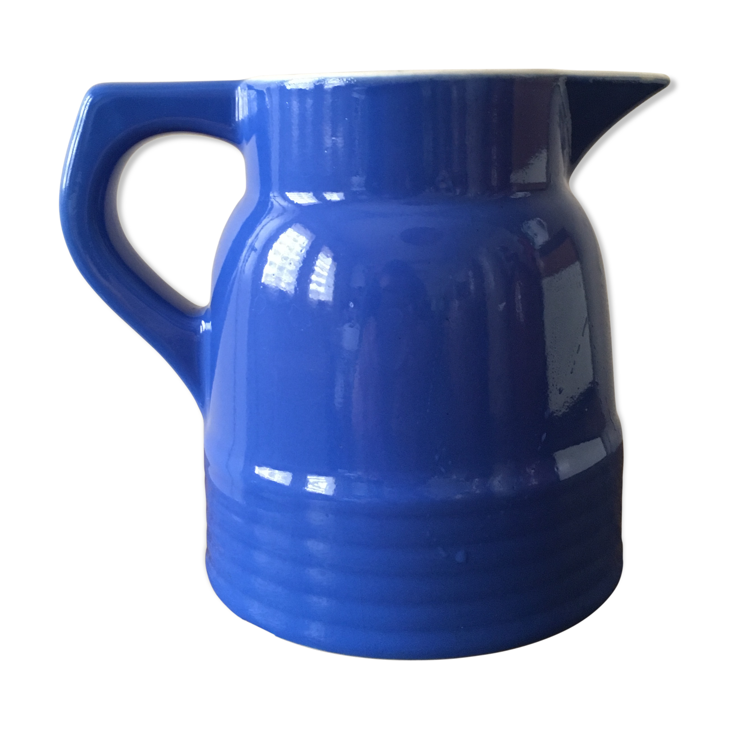 Pitcher of table old ceramic color bright blue