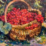 Basket of Russian school cherries