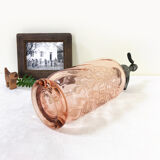 Old twisted pink glass siphon