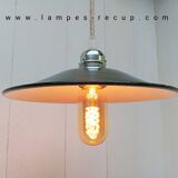 Vintage enameled pendant lamp ready to install with bulb