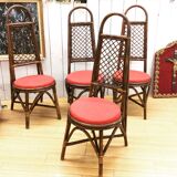 Set of four rattan chairs