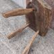 Brutalist coffee table in solid wood, tripod. (Popular art)