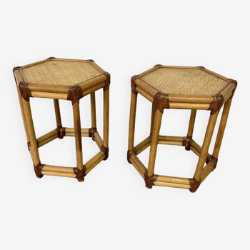 Pair of rattan bedside tables or end tables