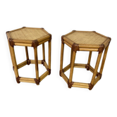 Pair of rattan bedside tables or end tables