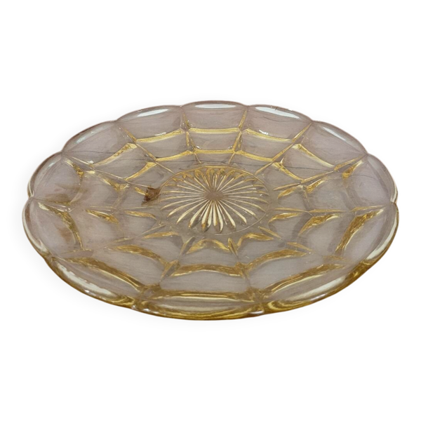 Plateau en verre jaune années 50