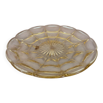 Plateau en verre jaune années 50