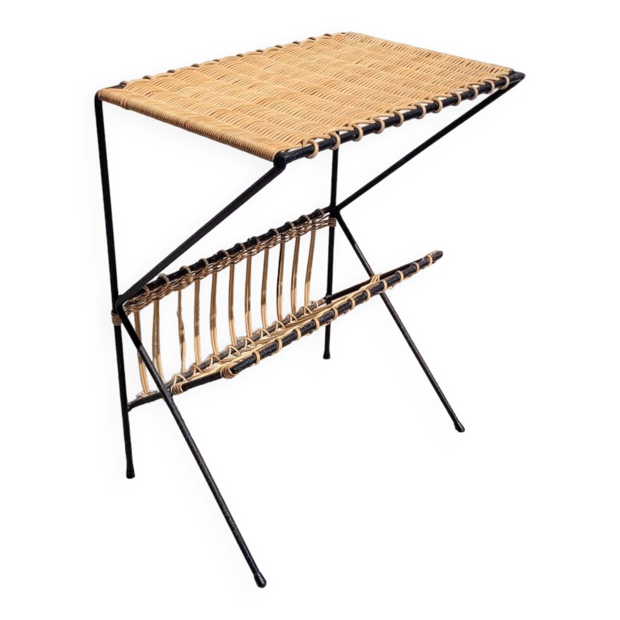 1960 rattan magazine harness triangular