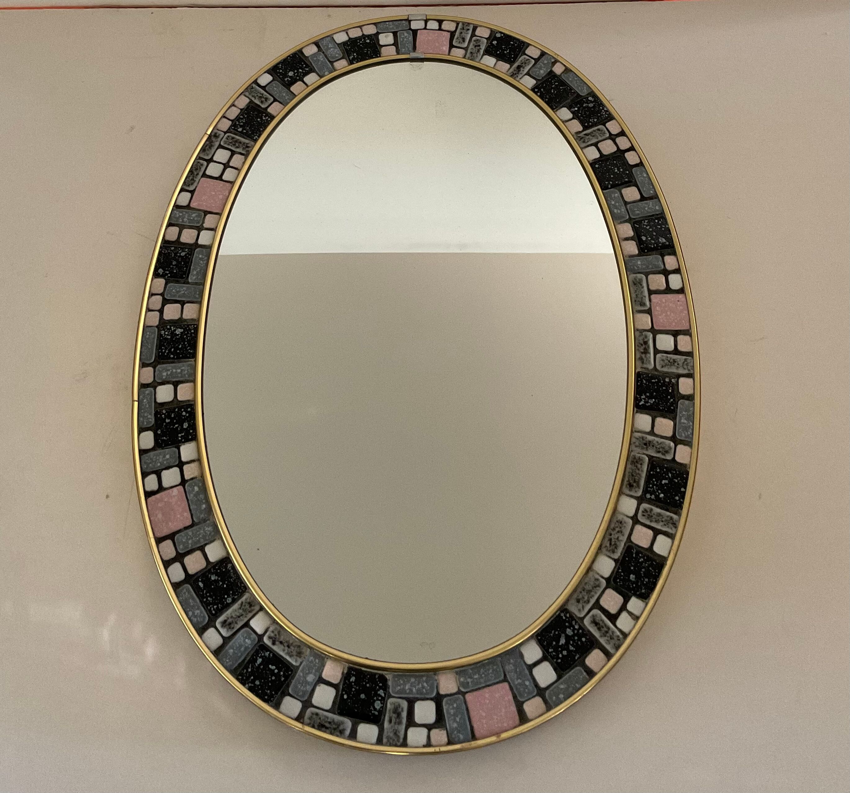 Vintage oval ceramic mirror