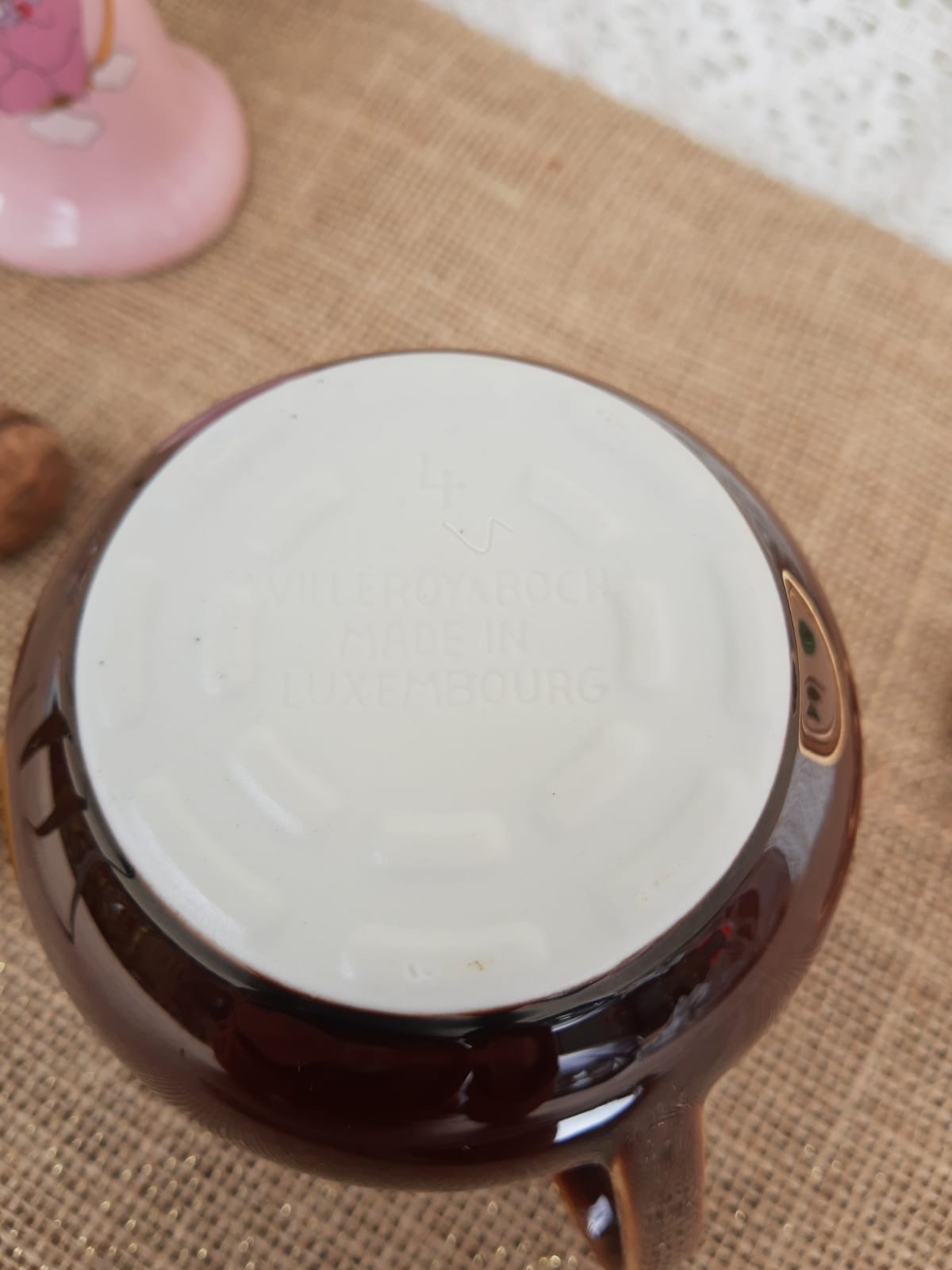 Brown glazed milk jar Villeroy & Boch Made in Luxembourg - vintage