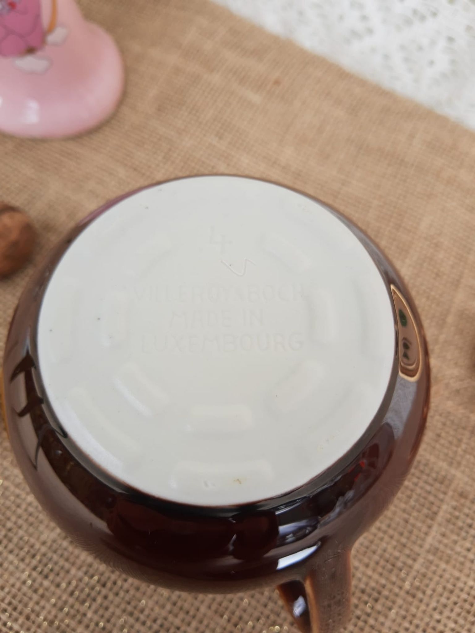 Brown glazed milk jar Villeroy & Boch Made in Luxembourg - vintage