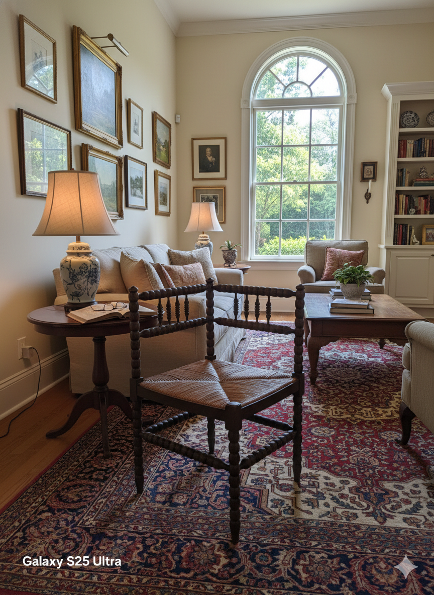 Antique corner fireplace armchair