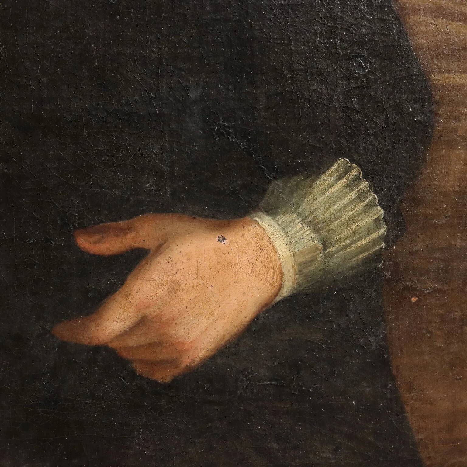 Ancient painting, portrait of a clergyman, oil on canvas, 18th century.