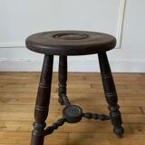 Turned wooden tripod stool