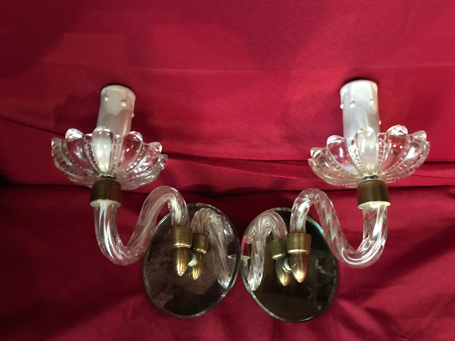 Pair of wall lights from the 1950s in murano glass