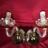Pair of wall lights from the 1950s in murano glass