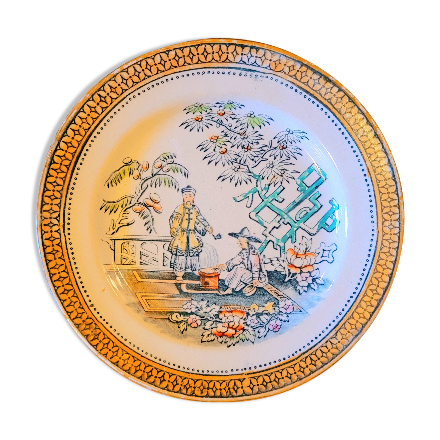 Old vintage plate décor Asia china late nineteenth