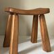 Vintage solid elm stool from the 70s