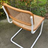 Cesca chair b32 model in white and wood by Marcel Breuer