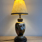 Lampe à poser, pied en céramique peint à la main