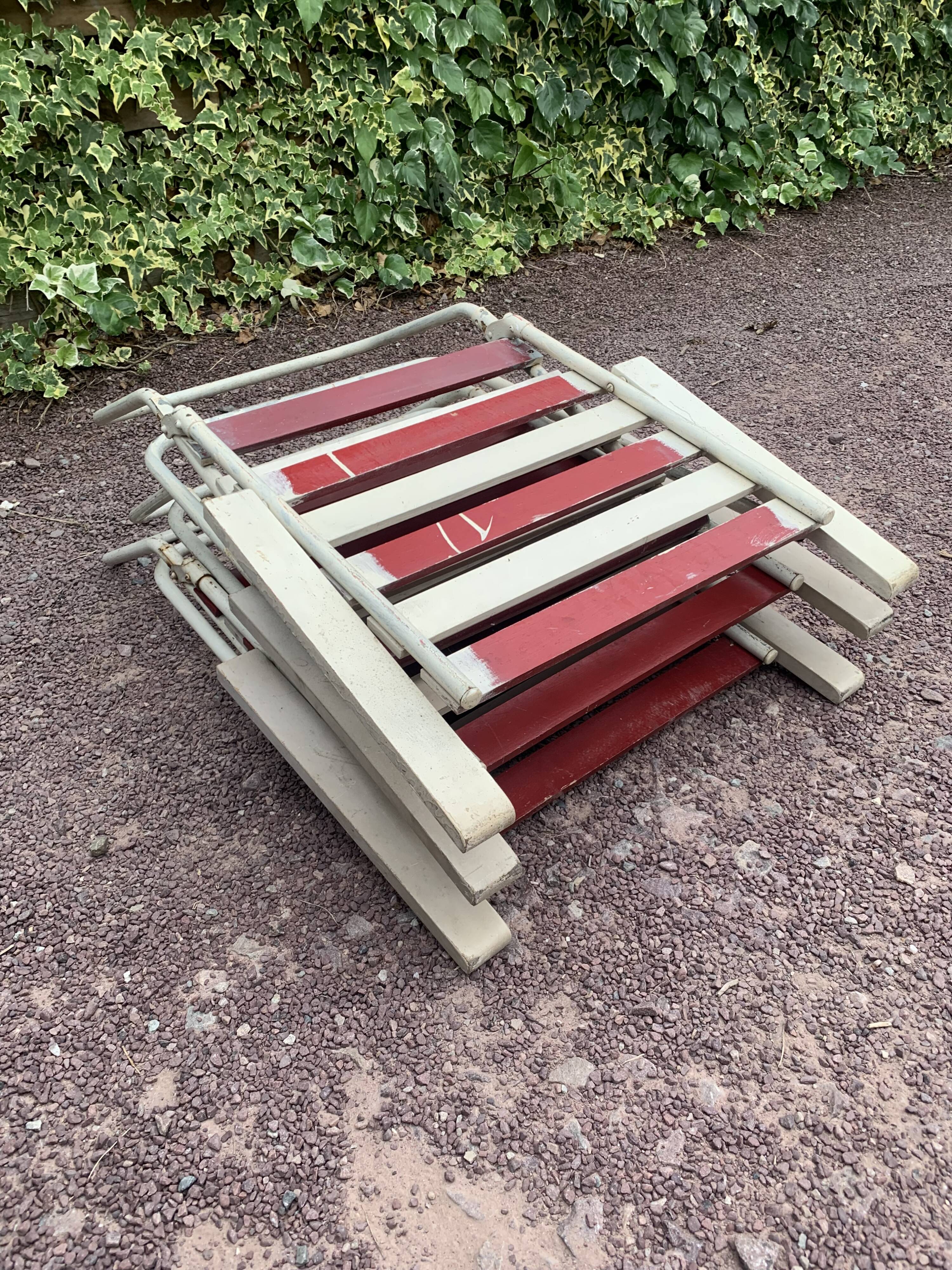 Set of 3 folding garden armchairs