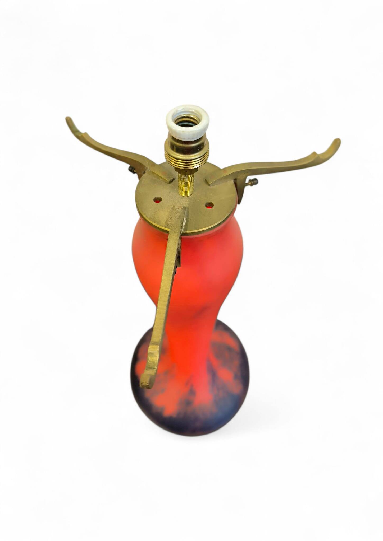Art Nouveau glass and brass lamp 1930