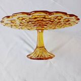 Cake stand, glass pedestal plate Bernsdorf depression style
