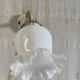 Swan neck wall light in brass, porcelain and opaline - mid 20th century.