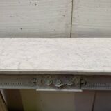 Louis XVI style fireplace in white Carrara marble, 19th century