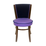 Dual-fabric brewery chair blue tones, round seat springs