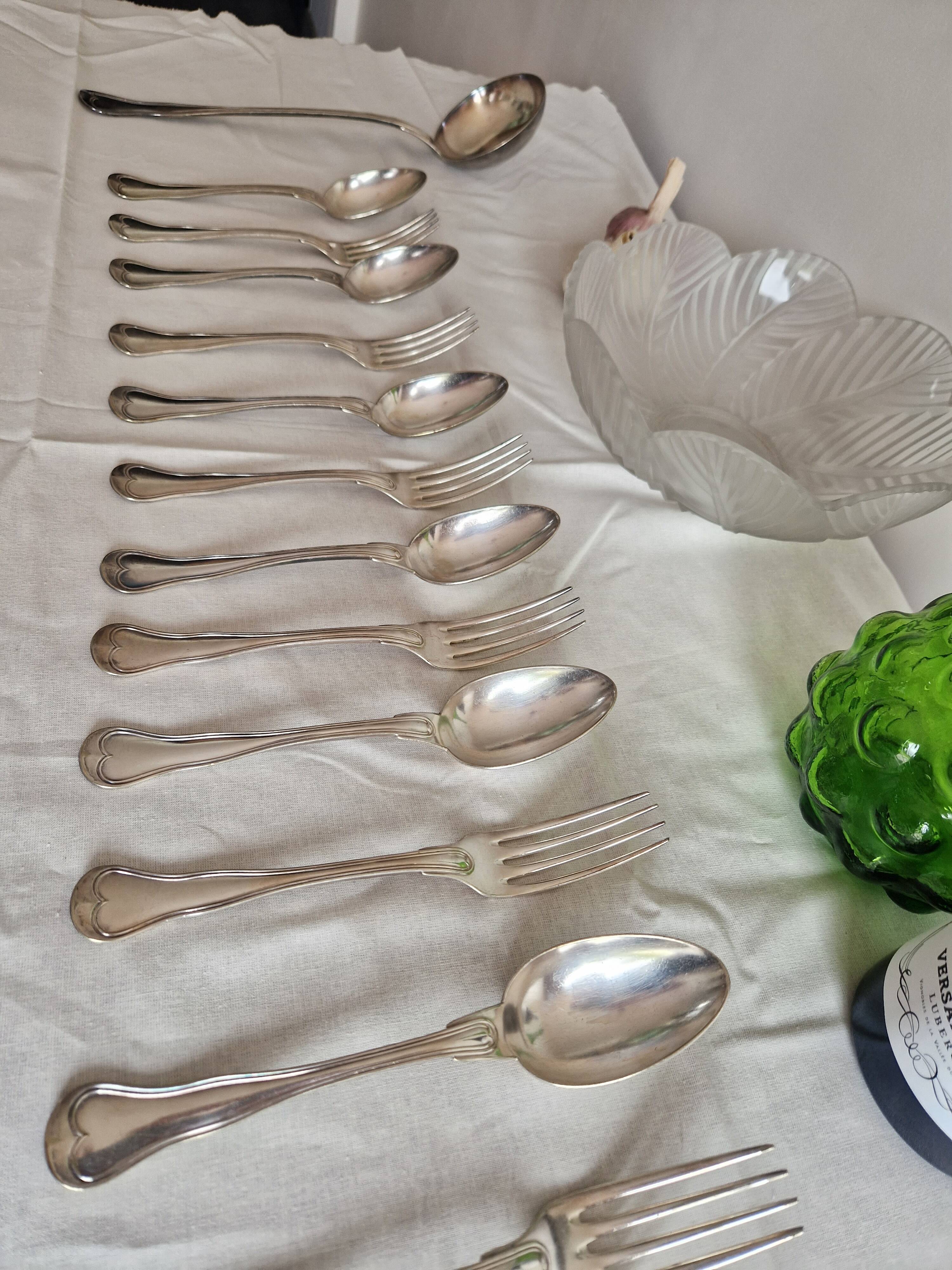 Cutlery set of 13 pieces in silver metal by Christofle