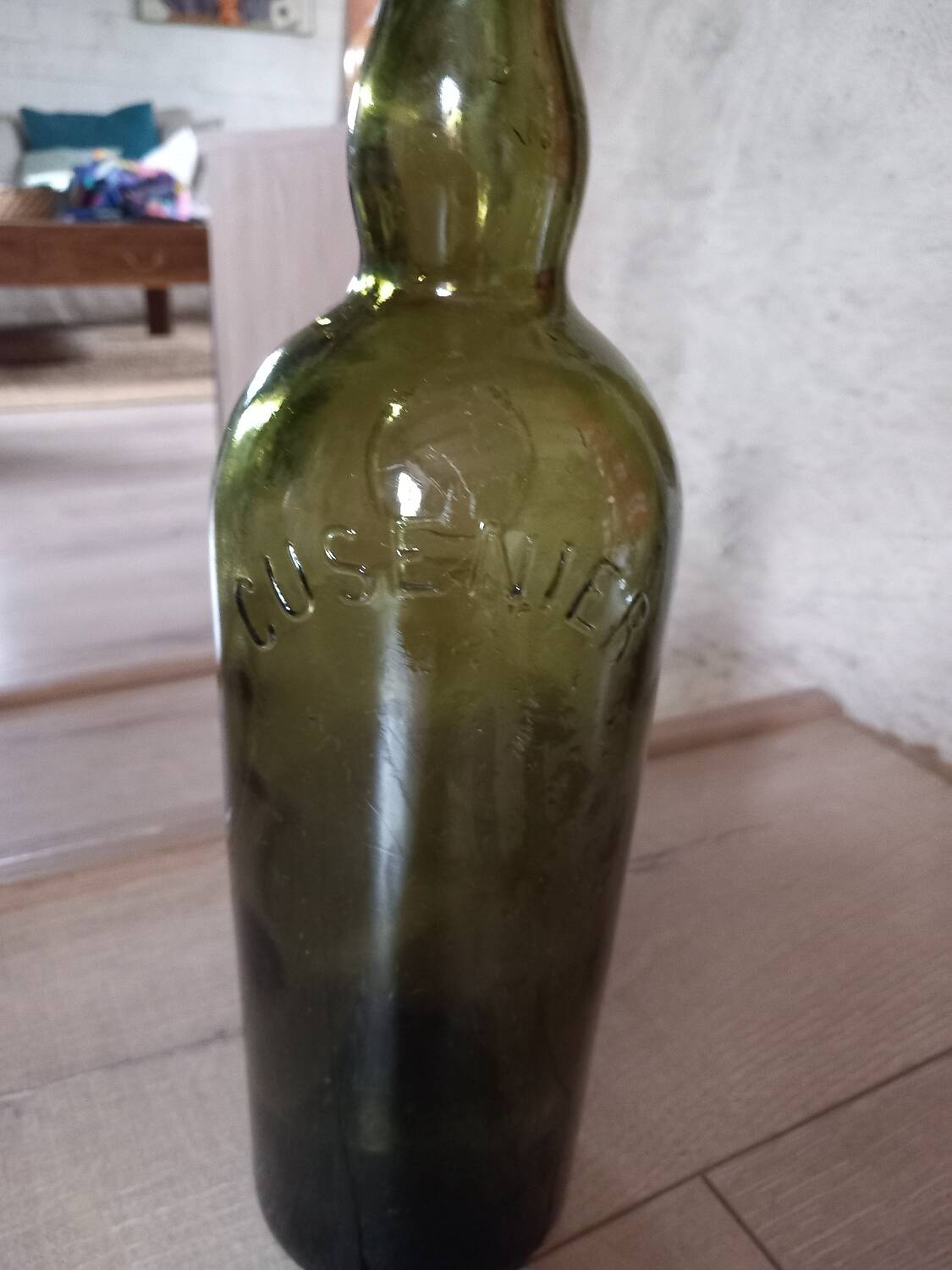 Old thick glass bottle