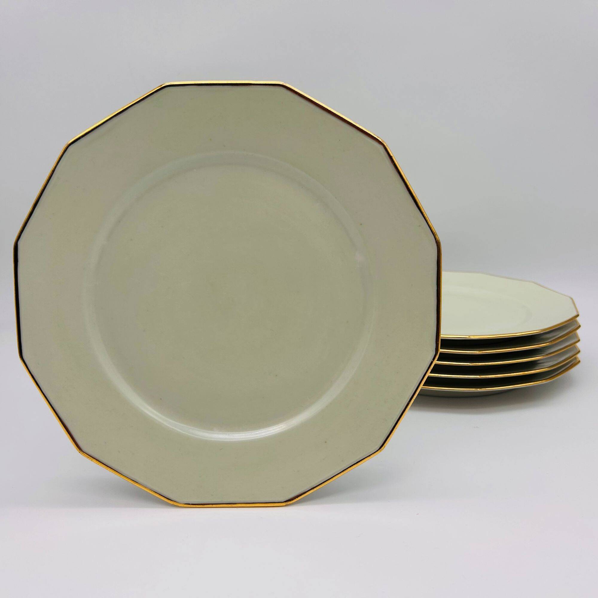 Limoges - M. Mandavy. 6 octagonal flat plates.