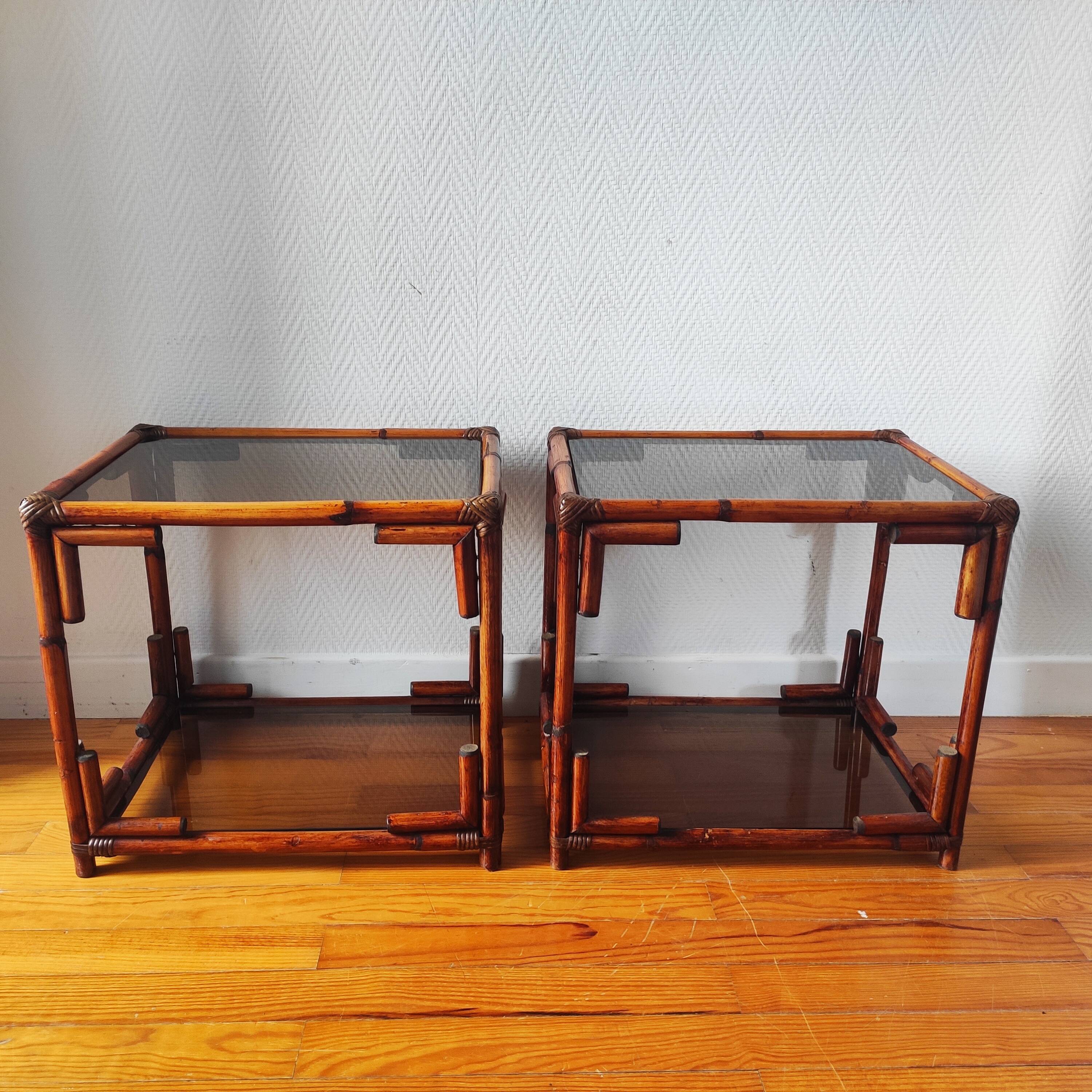Pair of vintage 70/80s bedside tables and sofa ends