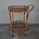 Mid-century Italian Bamboo and Rattan Round Bar Cart