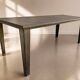 Industrial table made from old bumper car flooring.