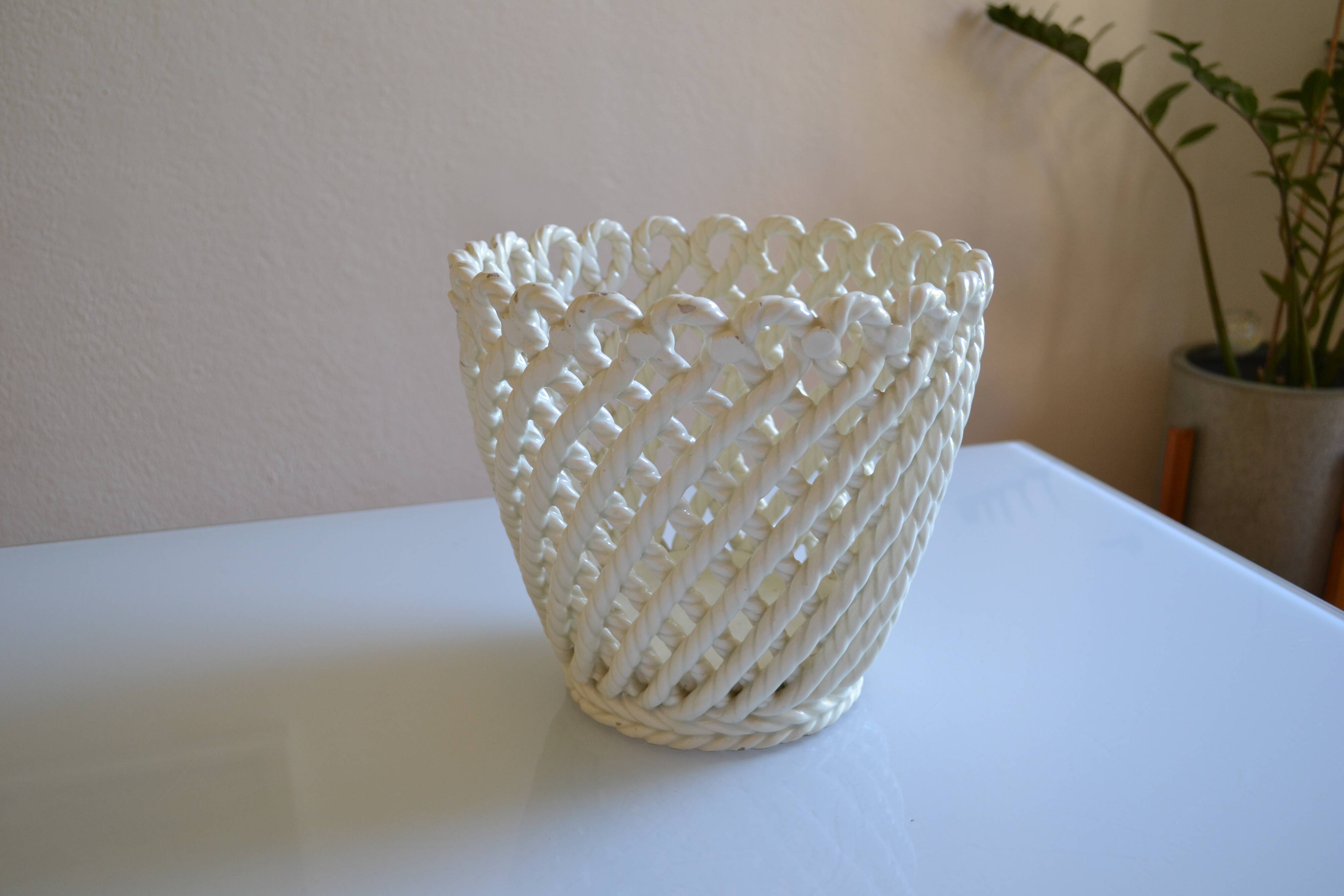 Woven ceramic cache-pot DLG Emile Tessier Pichon Uzès